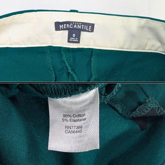 J.Crew 0 Emerald Green Flat Front Ankle Cafe Capri Pants w/Stretch - Picture 7 of 8